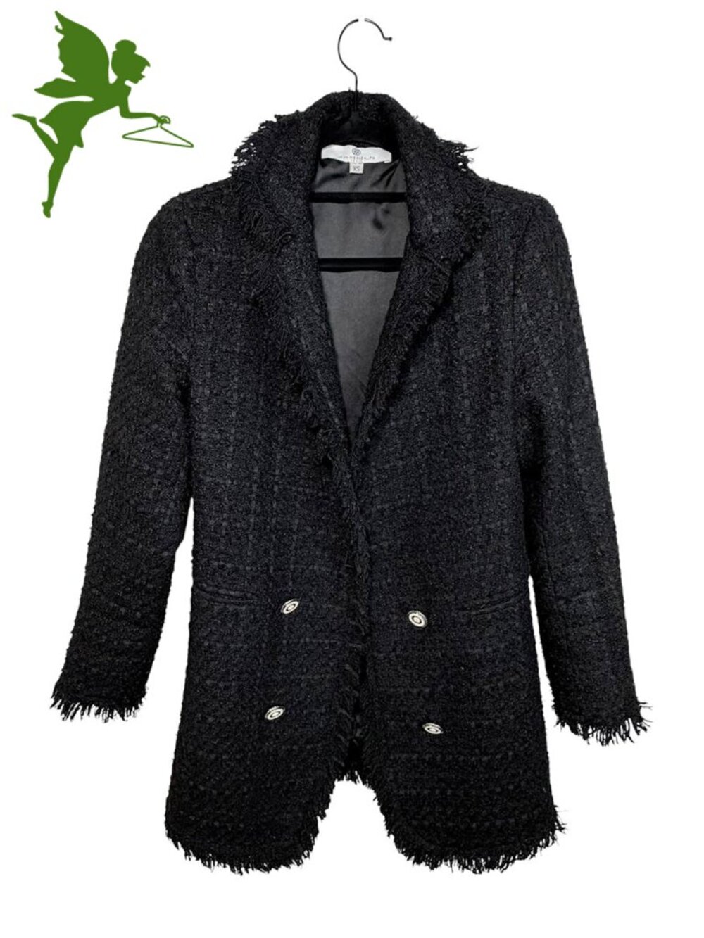 JEAN-PIERRE KILFA Paris Coco Jacket Boucle Fringe Double Breasted Blazer